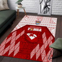 Tonga Rugby Area Rug 2023 Pacific Championships Kupesi Ngatu Mate Maa LT05 Red - Polynesian Pride