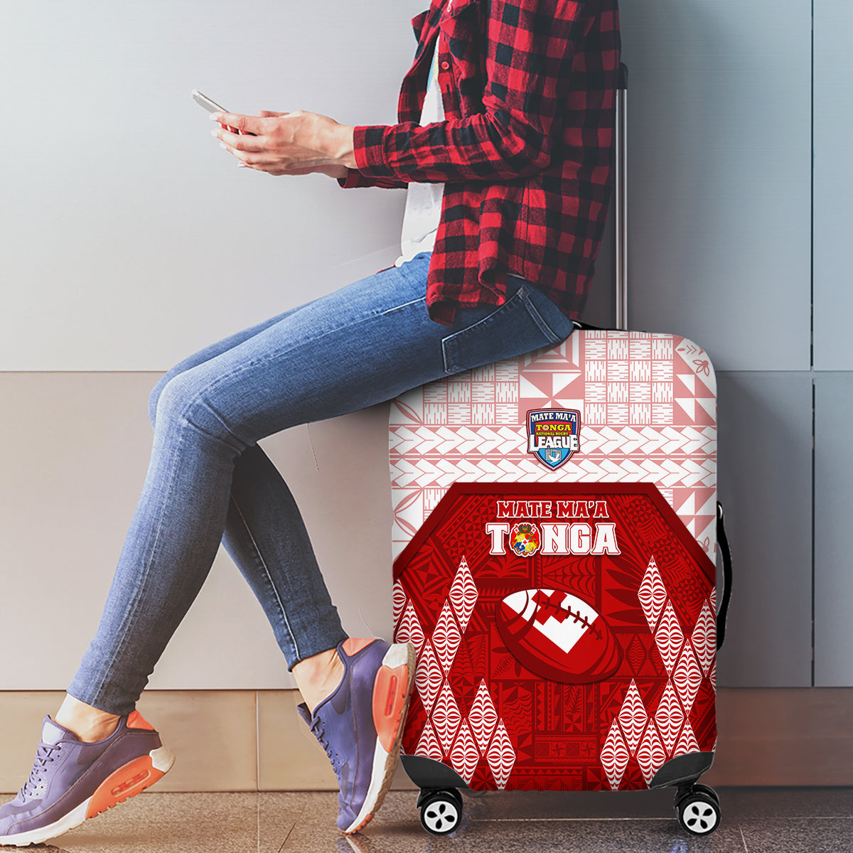 Tonga Rugby Luggage Cover 2023 Pacific Championships Kupesi Ngatu Mate Maa LT05 - Polynesian Pride