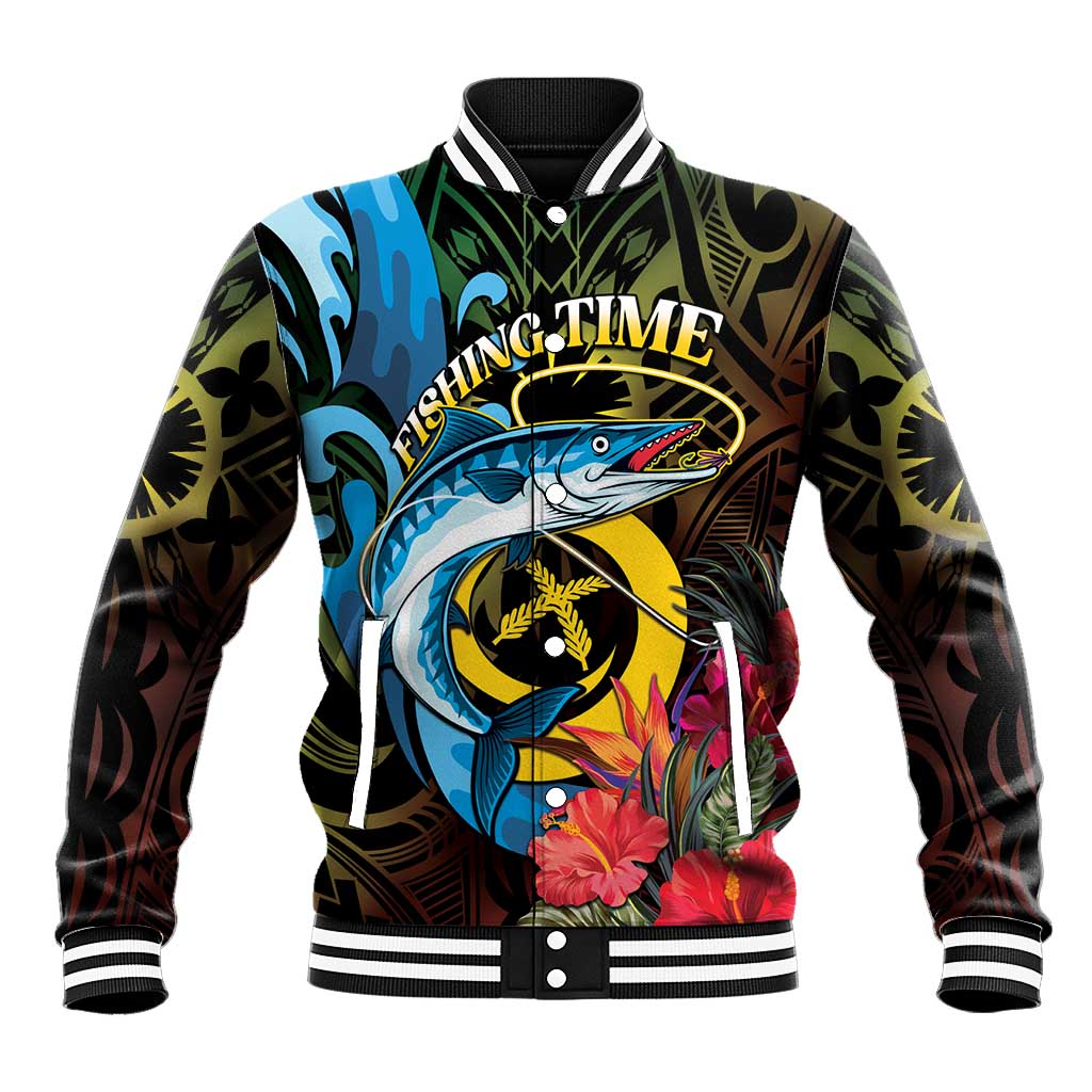Vanuatu Fishing Baseball Jacket It's Time To Fish LT05 Unisex Black - Polynesian Pride