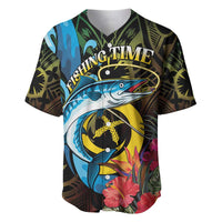 Vanuatu Fishing Baseball Jersey It's Time To Fish LT05 Black - Polynesian Pride