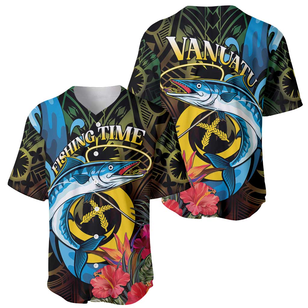 Vanuatu Fishing Baseball Jersey It's Time To Fish LT05 - Polynesian Pride