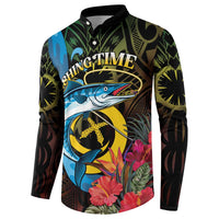 Vanuatu Fishing Button Sweatshirt It's Time To Fish LT05 - Polynesian Pride