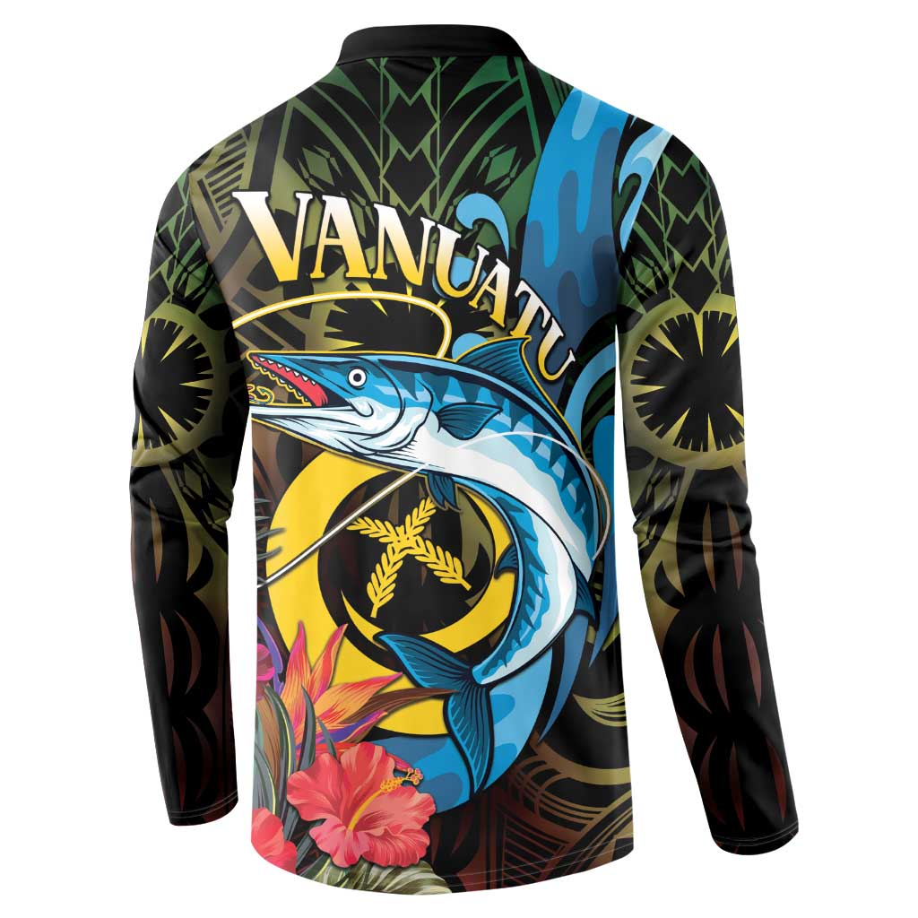 Vanuatu Fishing Button Sweatshirt It's Time To Fish LT05 - Polynesian Pride