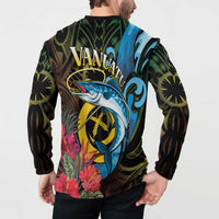 Vanuatu Fishing Button Sweatshirt It's Time To Fish LT05 - Polynesian Pride