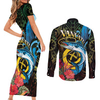 Vanuatu Fishing Couples Matching Short Sleeve Bodycon Dress and Long Sleeve Button Shirt It's Time To Fish