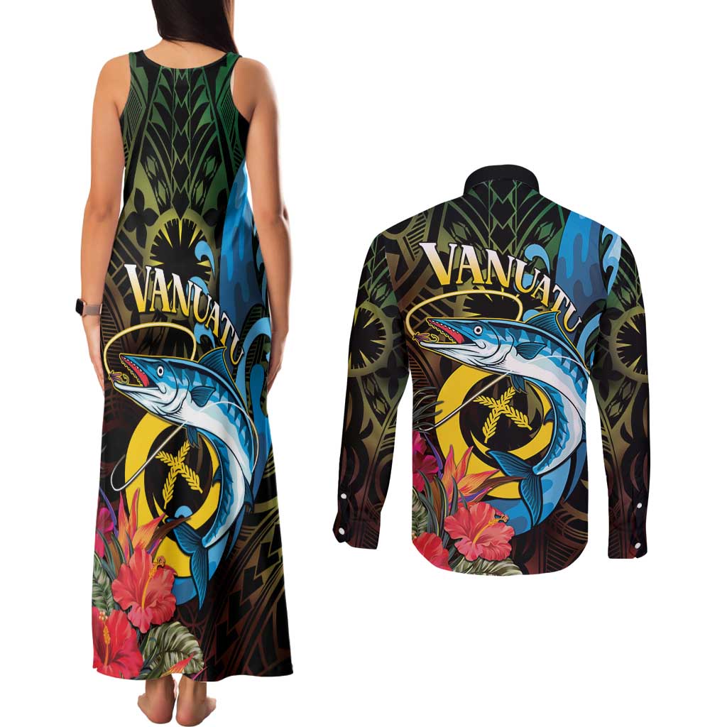 Vanuatu Fishing Couples Matching Tank Maxi Dress and Long Sleeve Button Shirt It's Time To Fish