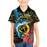 Vanuatu Fishing Family Matching Off The Shoulder Long Sleeve Dress and Hawaiian Shirt It's Time To Fish