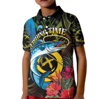 Vanuatu Fishing Kid Polo Shirt It's Time To Fish LT05 Kid Black - Polynesian Pride