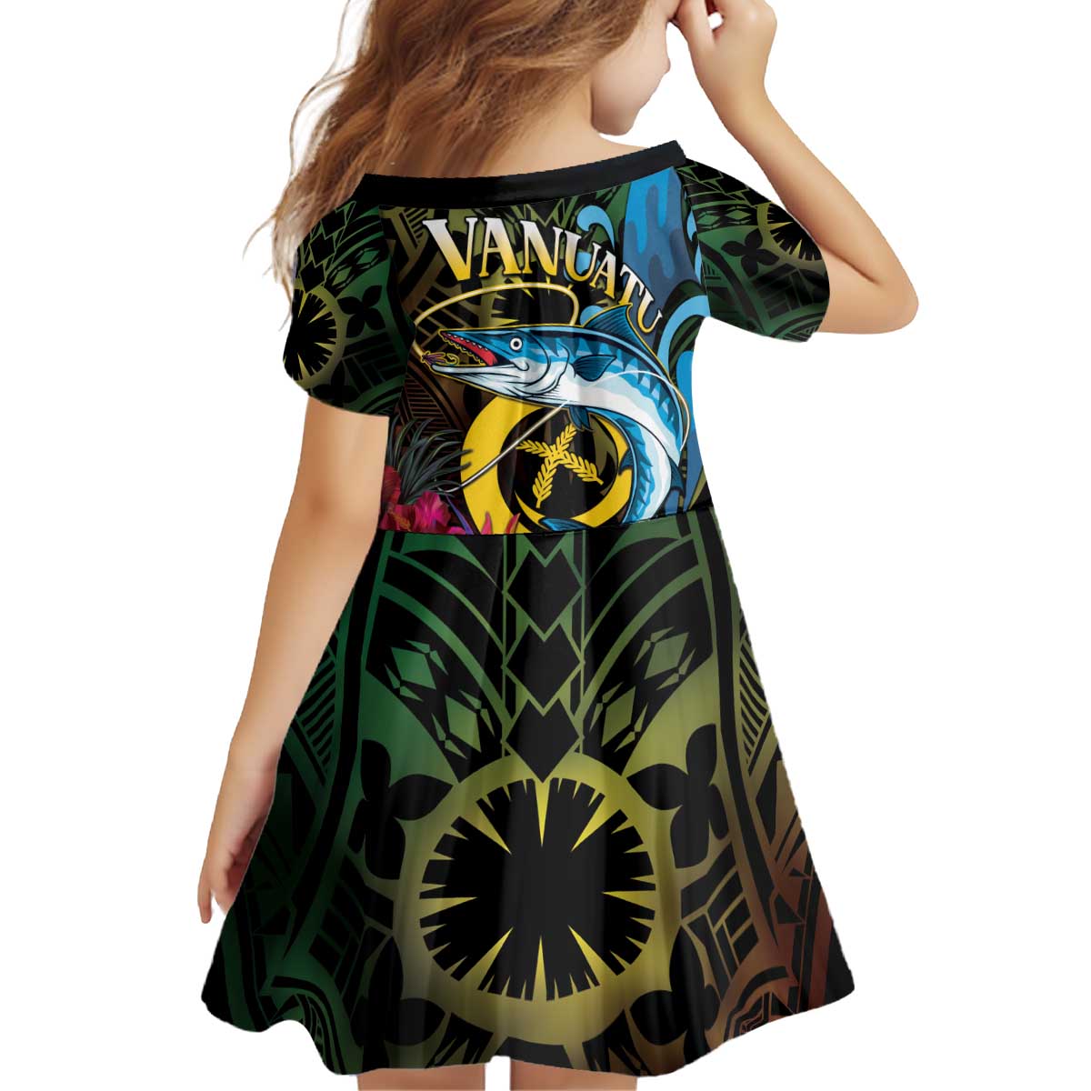 Vanuatu Fishing Kid Short Sleeve Dress It's Time To Fish