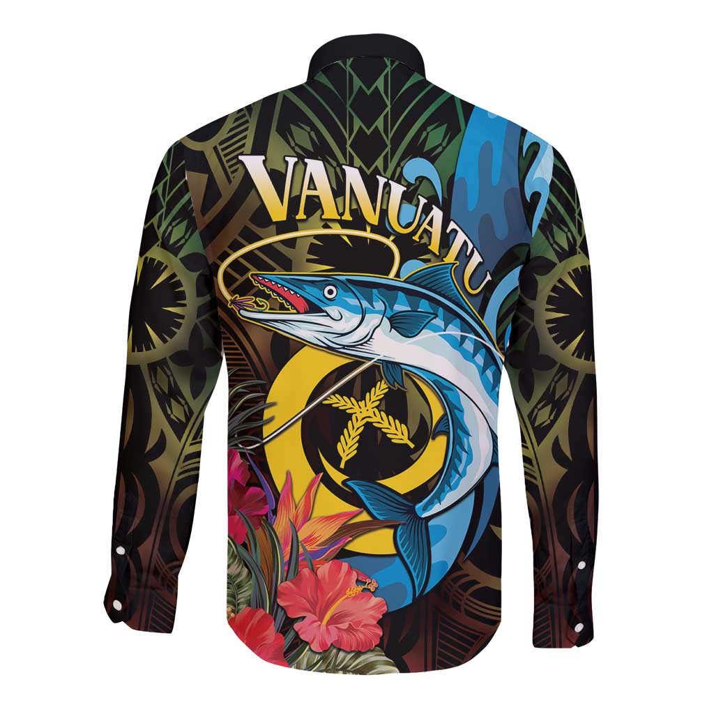 Vanuatu Fishing Long Sleeve Button Shirt It's Time To Fish LT05 - Polynesian Pride