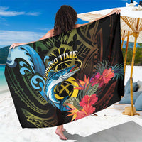 Vanuatu Fishing Sarong It's Time To Fish LT05 One Size 44 x 66 inches Black - Polynesian Pride