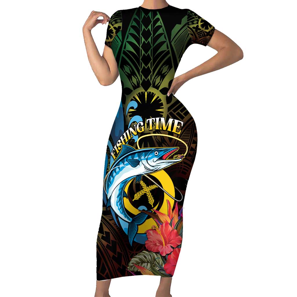 Vanuatu Fishing Short Sleeve Bodycon Dress It's Time To Fish