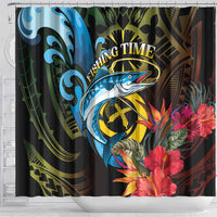 Vanuatu Fishing Shower Curtain It's Time To Fish LT05 - Polynesian Pride