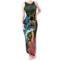 Vanuatu Fishing Tank Maxi Dress It's Time To Fish LT05 Women Black - Polynesian Pride