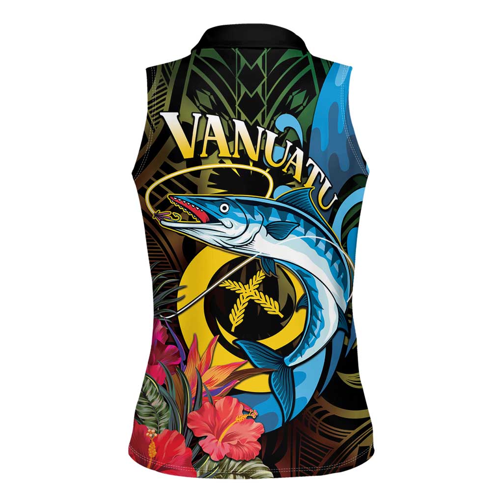 Vanuatu Fishing Women Sleeveless Polo Shirt It's Time To Fish LT05 - Polynesian Pride