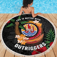 French Polynesia Outrigger Canoe Race Beach Blanket Tropical Vibe LT05 - Polynesian Pride