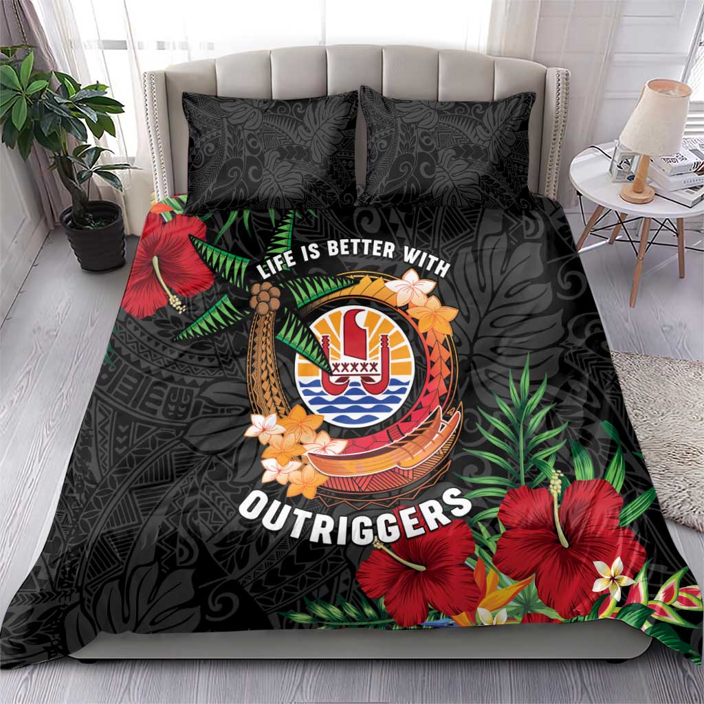 French Polynesia Outrigger Canoe Race Bedding Set Tropical Vibe LT05 - Polynesian Pride