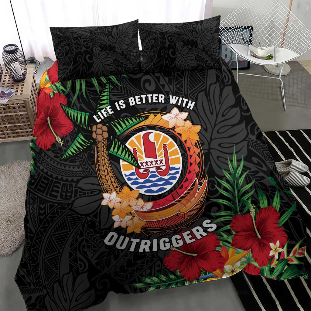 French Polynesia Outrigger Canoe Race Bedding Set Tropical Vibe LT05 - Polynesian Pride