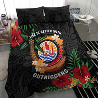 French Polynesia Outrigger Canoe Race Bedding Set Tropical Vibe LT05 - Polynesian Pride