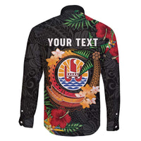 Personalised French Polynesia Outrigger Canoe Race Family Matching Off Shoulder Maxi Dress and Hawaiian Shirt Tropical Vibe