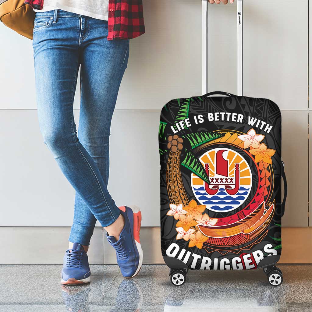 French Polynesia Outrigger Canoe Race Luggage Cover Tropical Vibe LT05 - Polynesian Pride