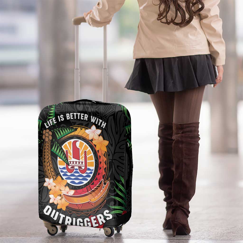 French Polynesia Outrigger Canoe Race Luggage Cover Tropical Vibe LT05 - Polynesian Pride