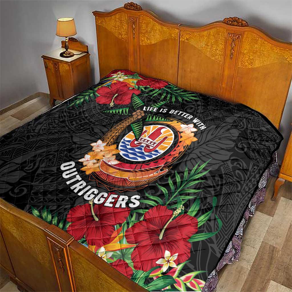 French Polynesia Outrigger Canoe Race Quilt Tropical Vibe