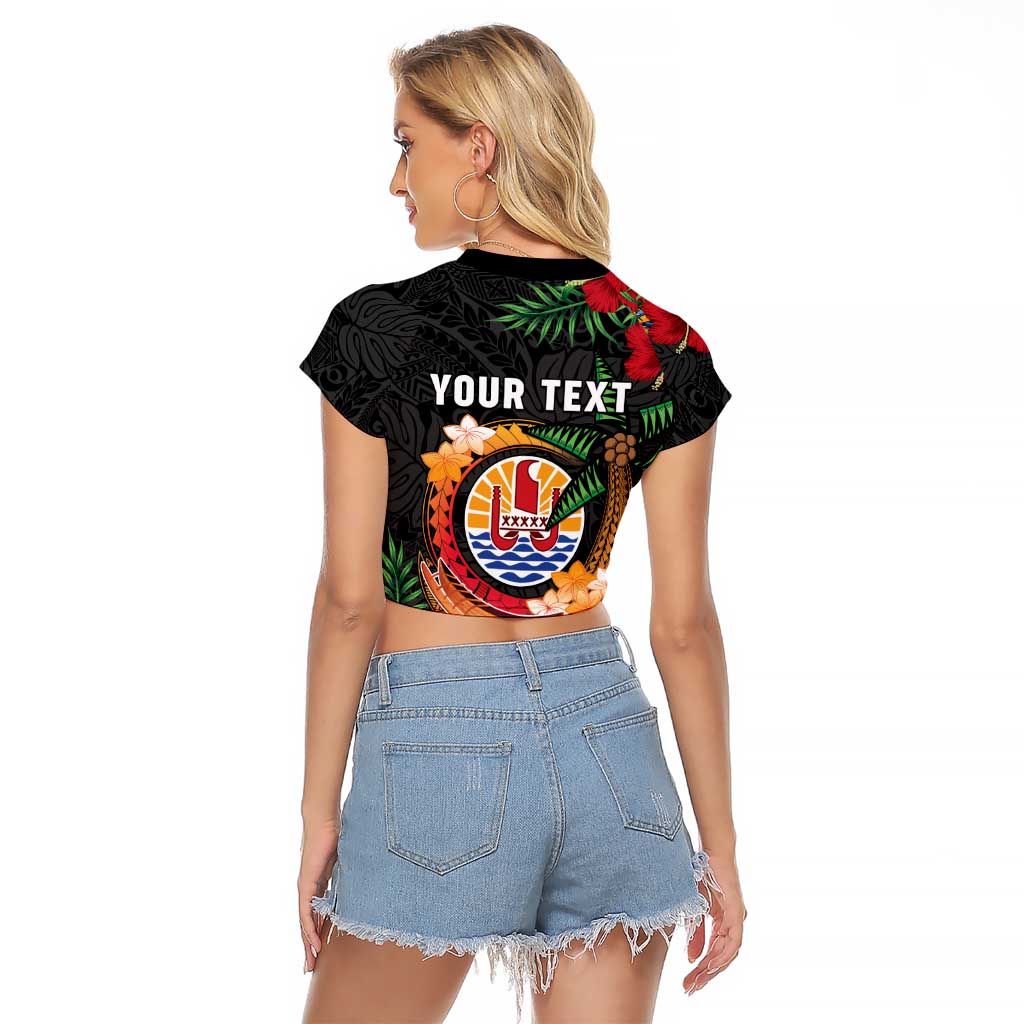 Personalised French Polynesia Outrigger Canoe Race Raglan Cropped T Shirt Tropical Vibe LT05 - Polynesian Pride