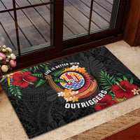 French Polynesia Outrigger Canoe Race Rubber Doormat Tropical Vibe LT05 - Polynesian Pride