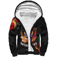 Personalised French Polynesia Outrigger Canoe Race Sherpa Hoodie Tropical Vibe LT05 Unisex Black - Polynesian Pride