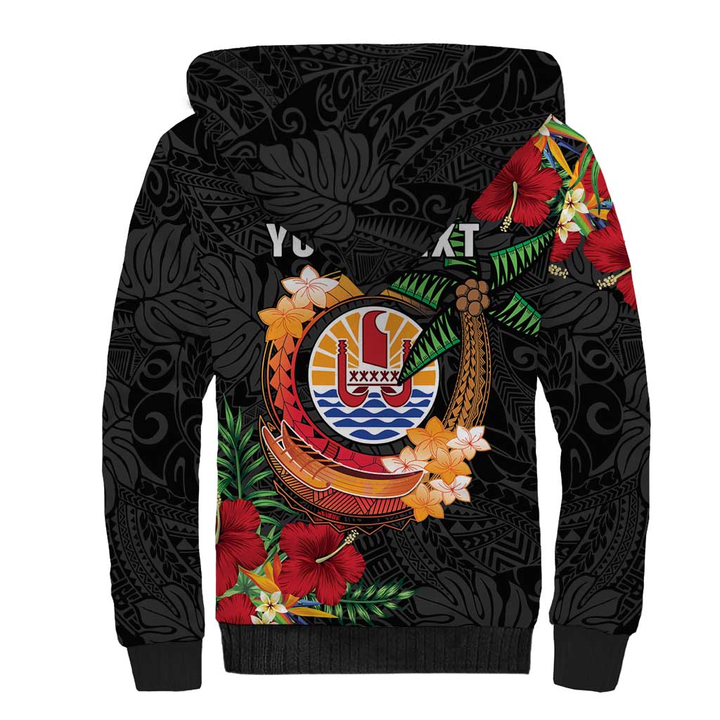 Personalised French Polynesia Outrigger Canoe Race Sherpa Hoodie Tropical Vibe LT05 - Polynesian Pride