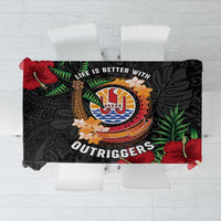 French Polynesia Outrigger Canoe Race Tablecloth Tropical Vibe LT05 Black - Polynesian Pride