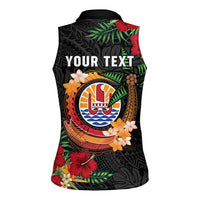 Personalised French Polynesia Outrigger Canoe Race Women Sleeveless Polo Shirt Tropical Vibe LT05 - Polynesian Pride