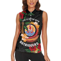 Personalised French Polynesia Outrigger Canoe Race Women Sleeveless Polo Shirt Tropical Vibe LT05 - Polynesian Pride