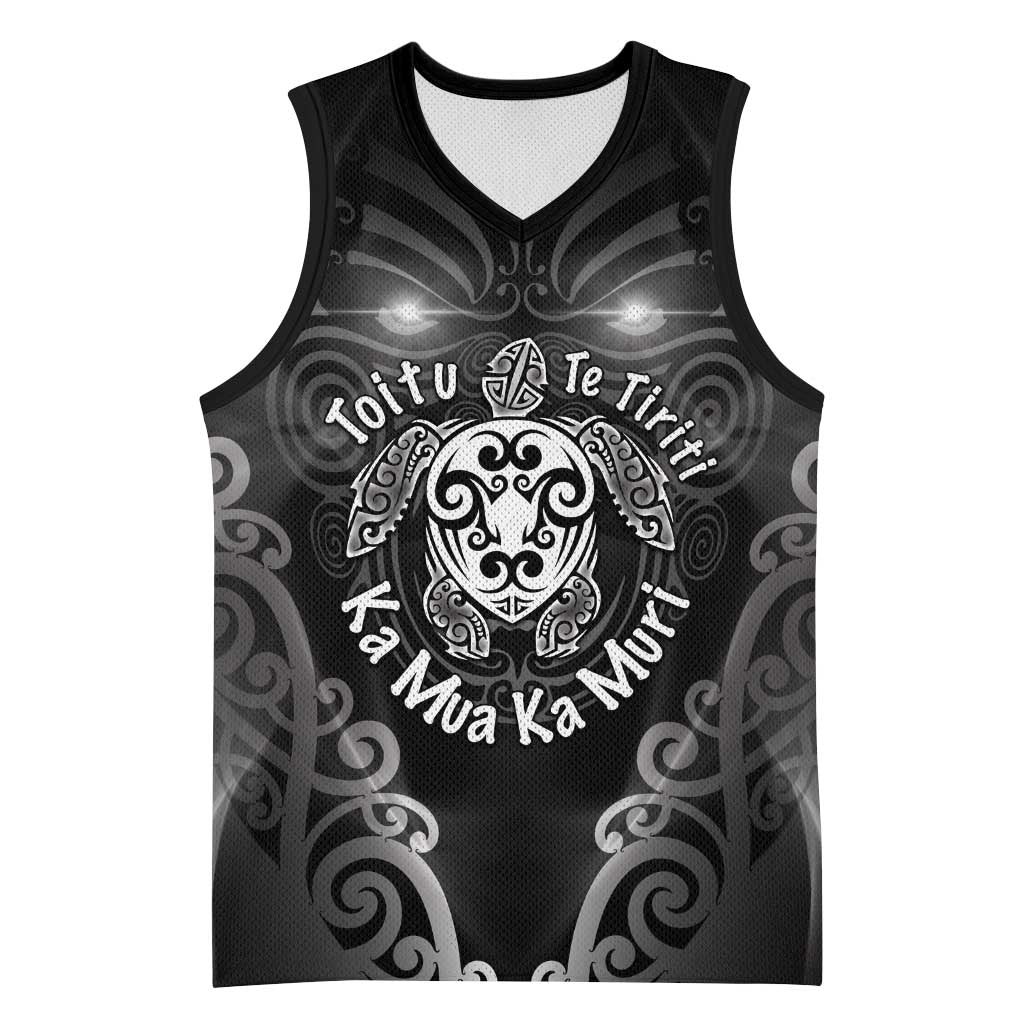 Aotearoa Toitu Te Tiriti Basketball Jersey Ka Mua Ka Muri LT05 Unisex Black - Polynesian Pride