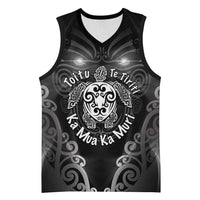 Aotearoa Toitu Te Tiriti Basketball Jersey Ka Mua Ka Muri LT05 Unisex Black - Polynesian Pride