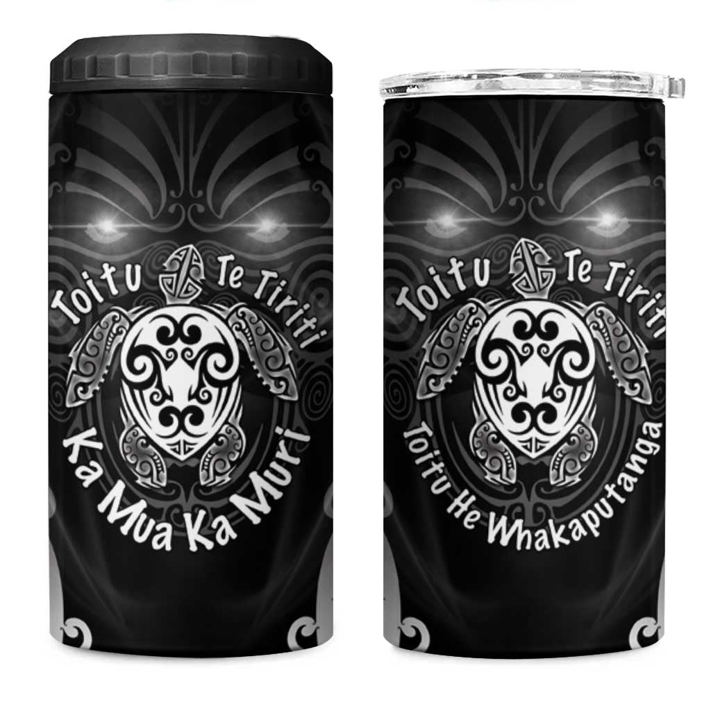 Aotearoa Toitu Te Tiriti 4 in 1 Can Cooler Tumbler Ka Mua Ka Muri LT05 One Size: 16 oz Black - Polynesian Pride