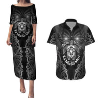 Aotearoa Toitu Te Tiriti Couples Matching Puletasi and Hawaiian Shirt Ka Mua Ka Muri LT05 Black - Polynesian Pride
