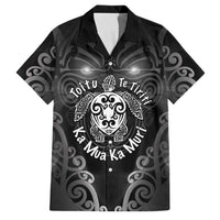 Aotearoa Toitu Te Tiriti Family Matching Tank Maxi Dress and Hawaiian Shirt Ka Mua Ka Muri LT05 Dad's Shirt - Short Sleeve Black - Polynesian Pride