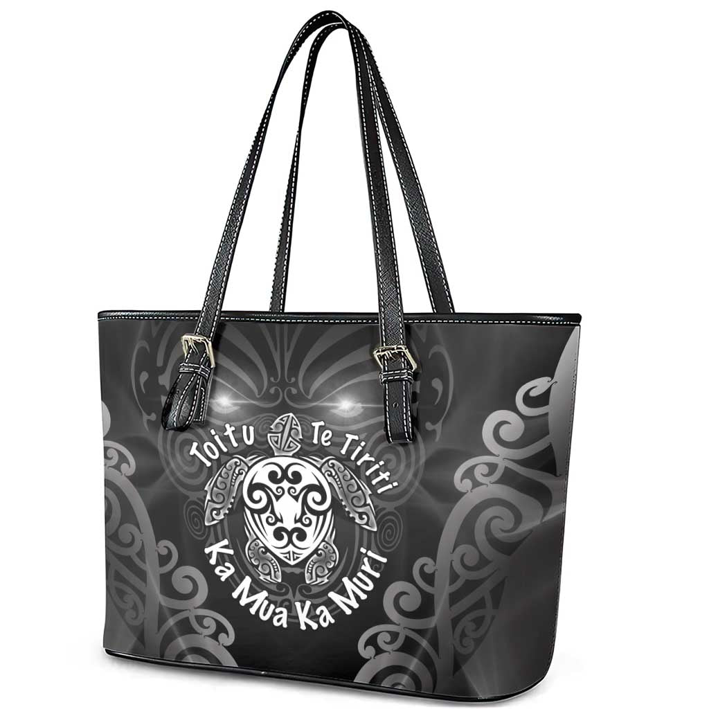Aotearoa Toitu Te Tiriti Leather Tote Bag Ka Mua Ka Muri LT05 - Polynesian Pride