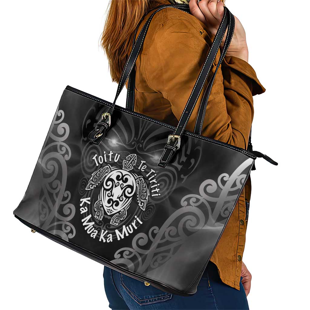 Aotearoa Toitu Te Tiriti Leather Tote Bag Ka Mua Ka Muri LT05 - Polynesian Pride
