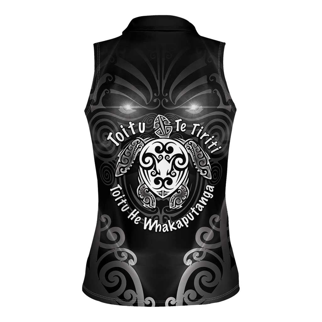 Aotearoa Toitu Te Tiriti Women Sleeveless Polo Shirt Ka Mua Ka Muri LT05 - Polynesian Pride