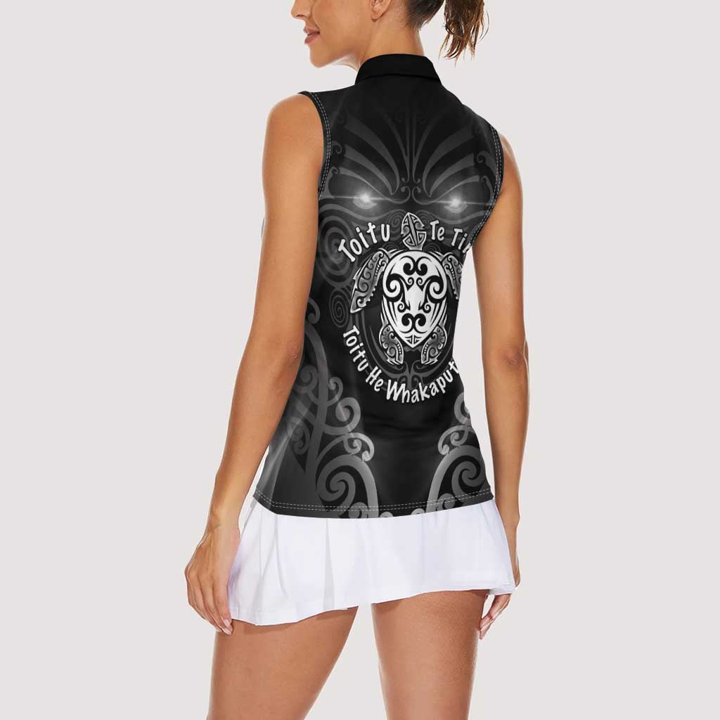 Aotearoa Toitu Te Tiriti Women Sleeveless Polo Shirt Ka Mua Ka Muri LT05 - Polynesian Pride