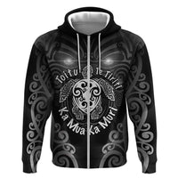 Aotearoa Toitu Te Tiriti Zip Hoodie Ka Mua Ka Muri LT05 Zip Hoodie Black - Polynesian Pride