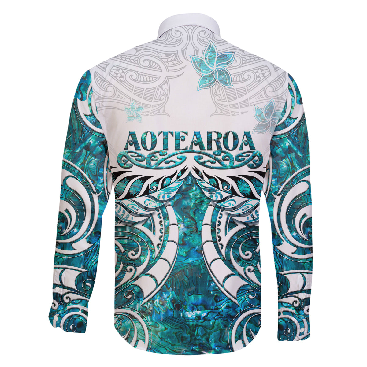 New Zealand Aotearoa Kia Ora Family Matching Off Shoulder Long Sleeve Dress and Hawaiian Shirt Paua Shell Maori Silver Fern LT05 - Polynesian Pride
