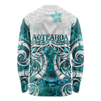 New Zealand Aotearoa Kia Ora Long Sleeve Shirt Paua Shell Maori Silver Fern LT05 - Polynesian Pride