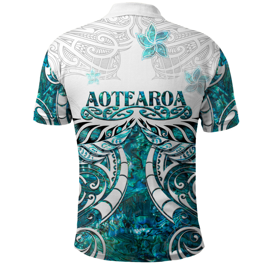 New Zealand Aotearoa Kia Ora Polo Shirt Paua Shell Maori Silver Fern LT05 - Polynesian Pride
