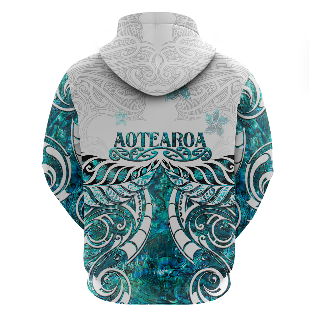 New Zealand Aotearoa Kia Ora Zip Hoodie Paua Shell Maori Silver Fern LT05 - Polynesian Pride