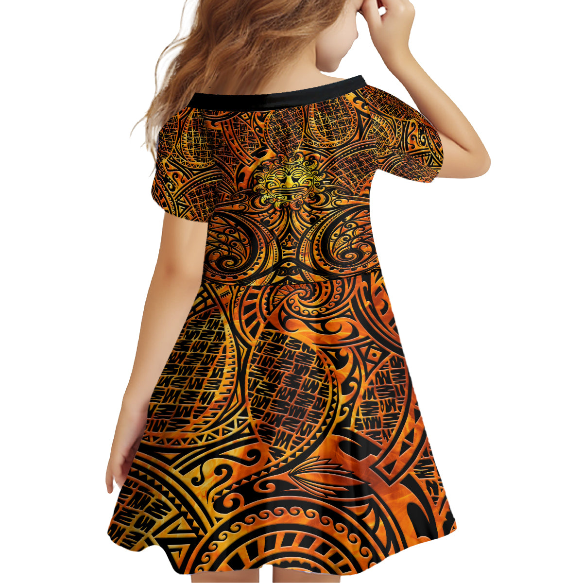 New Zealand Tamanuitera The Sun Family Matching Long Sleeve Bodycon Dress and Hawaiian Shirt Maori Pattern LT05 - Polynesian Pride