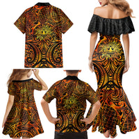 New Zealand Tamanuitera The Sun Family Matching Mermaid Dress and Hawaiian Shirt Maori Pattern LT05 - Polynesian Pride